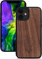 Kudu iPhone 12 hoesje case - Houten backcover - Handgemaakt en afgewerkt met duurzaam TPU - Walnoot - Zwart