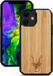 Kudu iPhone 12 hoesje case - Houten backcover - Handgemaakt en afgewerkt met duurzaam TPU - Bamboe - Zwart