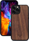 Kudu iPhone 12 Pro hoesje case - Houten backcover - Handgemaakt en afgewerkt met duurzaam TPU - Walnoot - Zwart