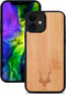 Kudu iPhone 12 Pro hoesje case - Houten backcover - Handgemaakt en afgewerkt met duurzaam TPU - Bamboe - Zwart