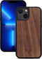 Kudu iPhone 13 hoesje case - Houten backcover - Geschikt voor opladen met magnetische ring - Handgemaakt en afgewerkt met duurzaam TPU - Walnoot - Zwart
