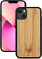 Kudu iPhone 13 MINI hoesje case - Houten backcover - Handgemaakt en afgewerkt met duurzaam TPU - Bamboe - Zwart