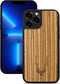 Kudu iPhone 13 Pro hoesje case - Houten backcover - Geschikt voor opladen met magnetische ring - Handgemaakt en afgewerkt met duurzaam TPU - Zebrano - Zwart