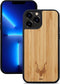 Kudu iPhone 13 Pro hoesje case - Houten backcover - Geschikt voor opladen met magnetische ring - Handgemaakt en afgewerkt met duurzaam TPU - Bamboe - Zwart