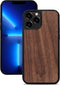 Kudu iPhone 13 Pro Max hoesje case - Houten backcover - Geschikt voor opladen met magnetische ring - Handgemaakt en afgewerkt met duurzaam TPU - Walnoot - Zwart