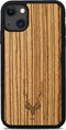 Kudu iPhone 14 hoesje case - Houten backcover - Handgemaakt en afgewerkt met duurzaam TPU - Zebrano - Zwart