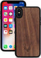 Kudu iPhone Xs Max hoesje case - Houten backcover - Handgemaakt en afgewerkt met duurzaam TPU - Walnoot - Zwart