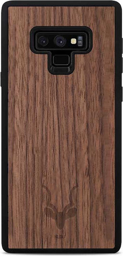 Kudu Samsung Galaxy Note 9 hoesje case - Houten backcover - Handgemaakt en afgewerkt met duurzaam TPU - Walnoot - Zwart