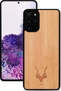 Kudu Samsung Galaxy S20 Plus hoesje case - Houten backcover - Handgemaakt en afgewerkt met duurzaam TPU - Bamboe - Zwart