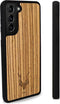 Kudu Samsung Galaxy S21 hoesje case - Houten backcover - Handgemaakt en afgewerkt met duurzaam TPU - Zebrano - Zwart