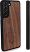 Kudu Samsung Galaxy S21 Plus hoesje case - Houten backcover - Handgemaakt en afgewerkt met duurzaam TPU - Walnoot - Zwart