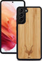 Kudu Samsung Galaxy S21 Plus hoesje case - Houten backcover - Handgemaakt en afgewerkt met duurzaam TPU - Bamboe - Zwart