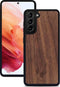 Kudu Samsung Galaxy S21 Plus hoesje case - Houten backcover - Handgemaakt en afgewerkt met duurzaam TPU - Walnoot - Zwart