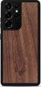 Kudu Samsung Galaxy S21 Ultra hoesje case - Houten backcover - Handgemaakt en afgewerkt met duurzaam TPU - Walnoot - Zwart