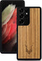 Kudu Samsung Galaxy S21 Ultra hoesje case - Houten backcover - Handgemaakt en afgewerkt met duurzaam TPU - Zebrano - Zwart