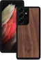 Kudu Samsung Galaxy S21 Ultra hoesje case - Houten backcover - Handgemaakt en afgewerkt met duurzaam TPU - Walnoot - Zwart