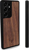 Kudu Samsung Galaxy S21 Ultra hoesje case - Houten backcover - Handgemaakt en afgewerkt met duurzaam TPU - Walnoot - Zwart