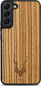 Kudu Samsung Galaxy S22 hoesje case - Houten backcover - Handgemaakt en afgewerkt met duurzaam TPU - Zebrano - Zwart