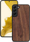 Kudu Samsung Galaxy S22 hoesje case - Houten backcover - Handgemaakt en afgewerkt met duurzaam TPU - Walnoot - Zwart