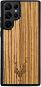 Kudu Samsung Galaxy S22 Ultra hoesje case - Houten backcover - Handgemaakt en afgewerkt met duurzaam TPU - Zebrano - Zwart