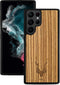 Kudu Samsung Galaxy S22 Ultra hoesje case - Houten backcover - Handgemaakt en afgewerkt met duurzaam TPU - Zebrano - Zwart