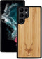 Kudu Samsung Galaxy S22 Ultra hoesje case - Houten backcover - Handgemaakt en afgewerkt met duurzaam TPU - Bamboe - Zwart