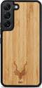 Kudu Samsung Galaxy S23 Plus hoesje case - Houten backcover - Handgemaakt en afgewerkt met duurzaam TPU - Bamboe - Zwart