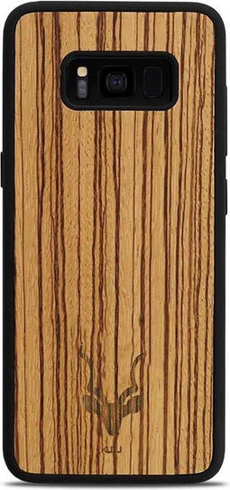 Kudu Samsung Galaxy S8 Plus hoesje case - Houten backcover - Handgemaakt en afgewerkt met duurzaam TPU - Zebrano - Zwart