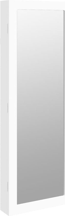 vidaXL - Sieradenkast - met - spiegel - wandgemonteerd - 37,5x10x106 - cm - wit
