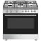 SMEG CX91GMXNLK - Vrijstaand fornuis gas/elektro - 5 kookzones 115 liter - Mat zwart