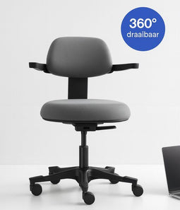 Backerz Ergonomische Werkkruk - Bureaukruk - Traploos verstelbaar 60-80 cm - Zwart