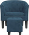 Kuipstoel met voetenbank fluweel donkerblauw