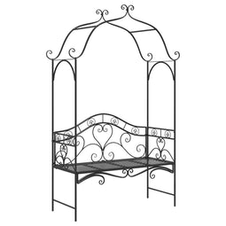 vidaXL - Ligbank - met - Boog - Bloemmotief - Zwart - 121 - cm - Staal