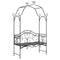 vidaXL - Ligbank - met - Boog - Bloemmotief - Zwart - 121 - cm - Staal
