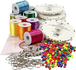 Kumihimo Klassenset, 1 set, verzilverd, neon kleuren, sterke kleuren