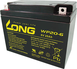 Kung Lange WP20-6 loodbatterij 6 volt 20Ah met M5 platte pool - M5 B / N contact