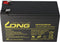 Kung Long WP1236W 12Volt 36W loodbatterij met 9Ah, 6,3 mm Faston Tab 250