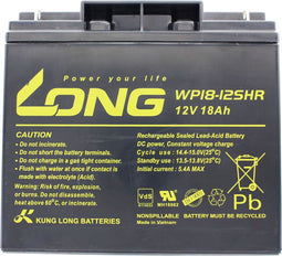 Kung Long WP18-12SHR batterij PB-kabel 12 volt met 18Ah, met M5 platte poolschroefverbinding, 181 x 76 x 167 mm