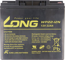 Kung Long WP22-12N F8 loodvlies-accu, 12V, 22Ah, M6 binnendraad