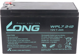 Kung Long WP7.2-12 F2 Longlife lood-vlies accu, 12V, 7.2Ah met 6.3mm Faston aansluiting