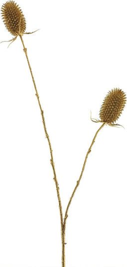 Kunst Kersttak Eryngium Blauwe Distel Goud - 82 cm