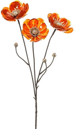 Kunstbloem anemone glamour dark orange, 75 cm