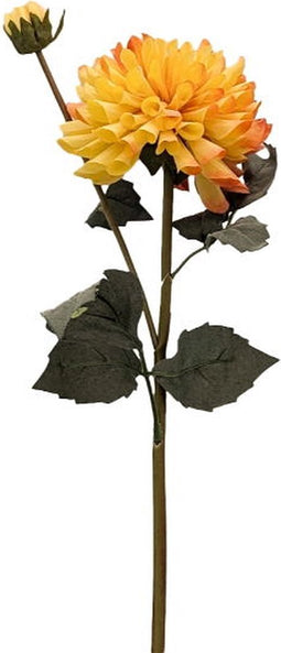 Kunstbloem dahlia 61 cm, geel