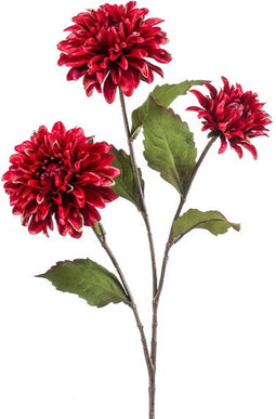 Kunstbloem dahlia red/gold line, 72 cm