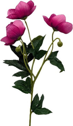 Kunstbloem helleborus paars, 62 cm