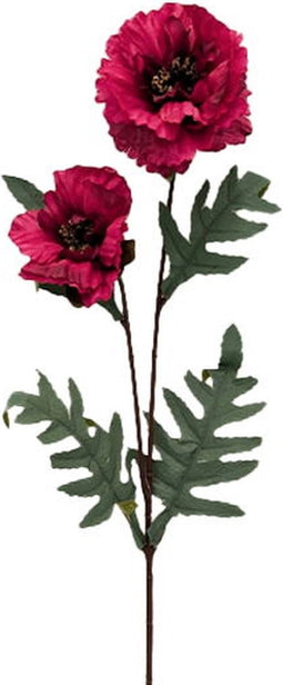 Kunstbloem papaver spray boroodeaux, 64 cm