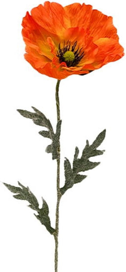 Kunstbloem papaver tak oranje, 65 cm