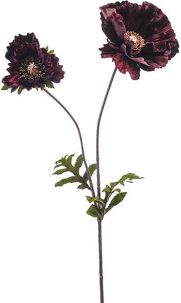 Kunstbloem poppy velvet burgundy, 78 cm
