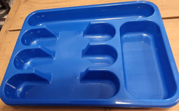 Kunststof bestekbak - bestekhouder 5-vaks blauw 24.5 x 32.5 cm - Keukenlade- besteklade - inzetbak