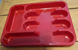 Kunststof bestekbak - bestekhouder 5-vaks rood 24.5 x 32.5 cm - Keukenlade- besteklade - inzetbak